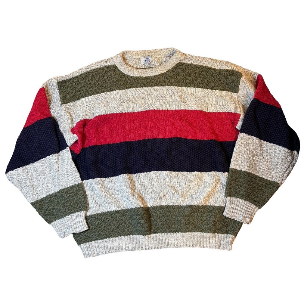 Vintage Cambridge Classics Mens Large USA Cotton Multicolor Long Sleeve Sweater
